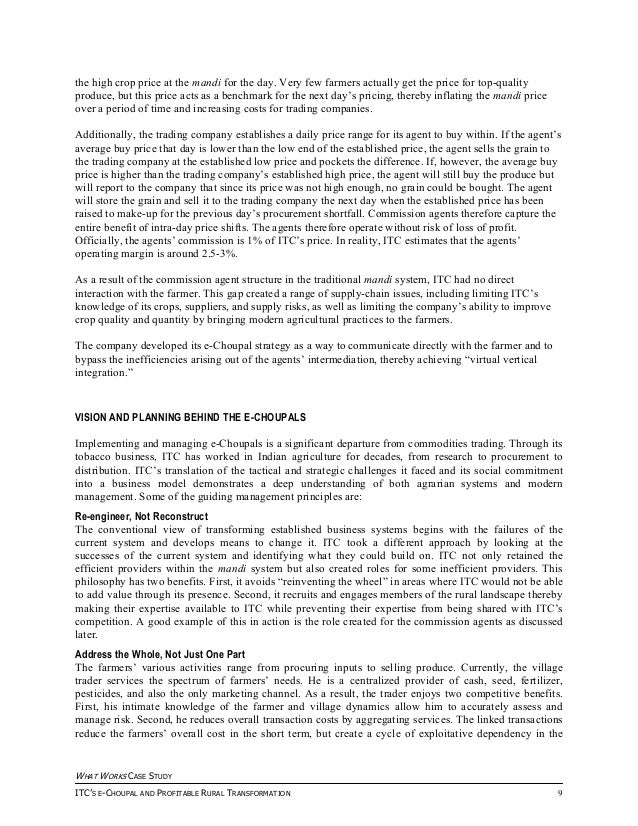 itc e choupal case study analysis itc e choupal case study analysis